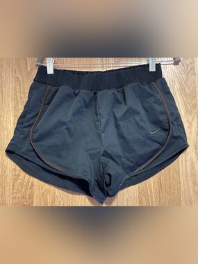 Nike Black Shorts with Brown Piping and Ribbed Waistband